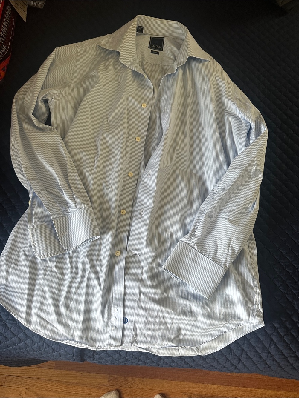 David Donahue Light Blue Pinstripe Shirt Jacket